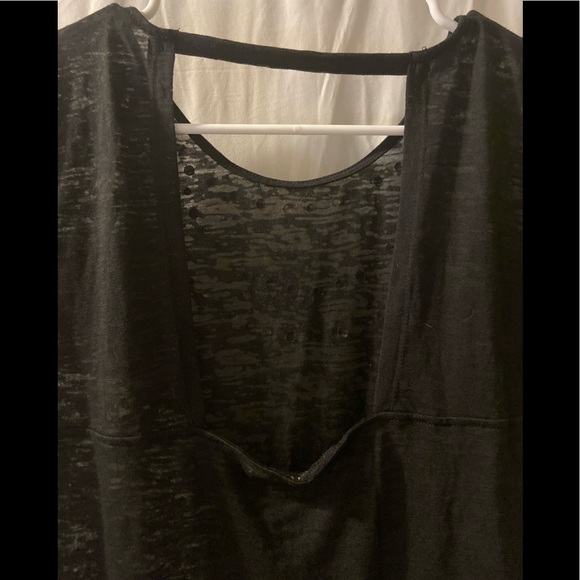 Rampage Top women's M medium wet seal Black burnout tee Studs Casual Evening - Picture 8 of 8